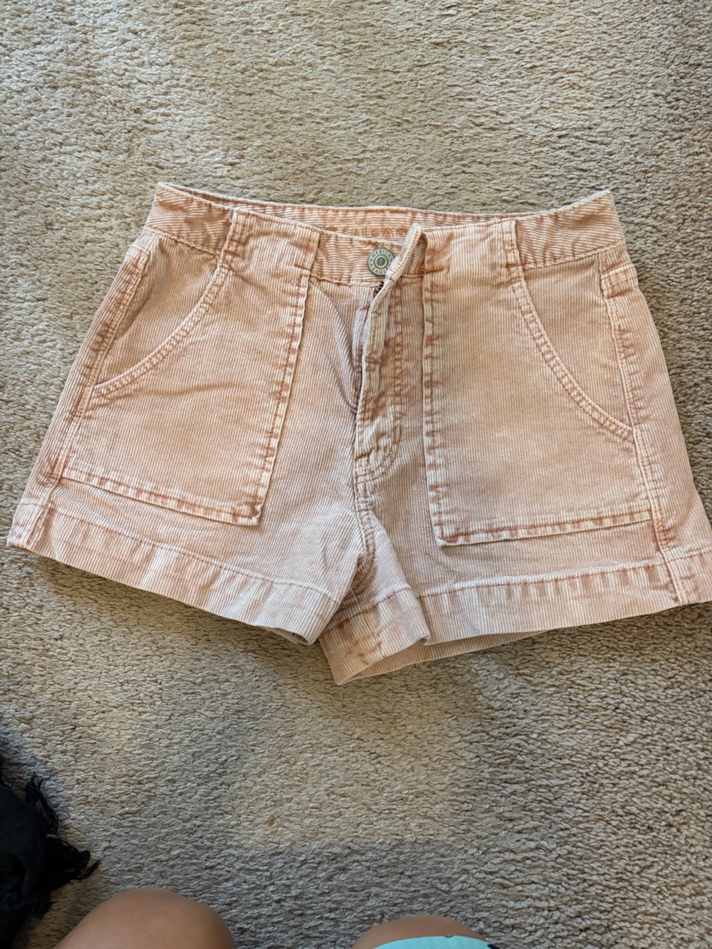 American Eagle Outfitters Peach Corduroy High-Rise Shorts